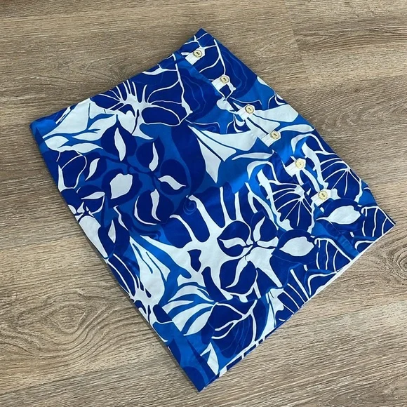 J . McLaughlin Serina Floral Print blue/white skirt women’s size 10 - Picture 5 of 13